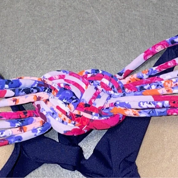 Front Tie Navy Blue Small Bikini Top - Picture 6 of 6